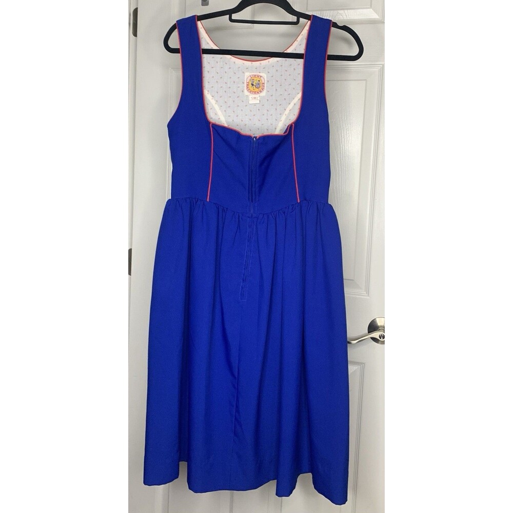 Vtg Dirndl Dress Sz 14 Blue Oktoberfest Embroidered German Licht TrachtenHaus